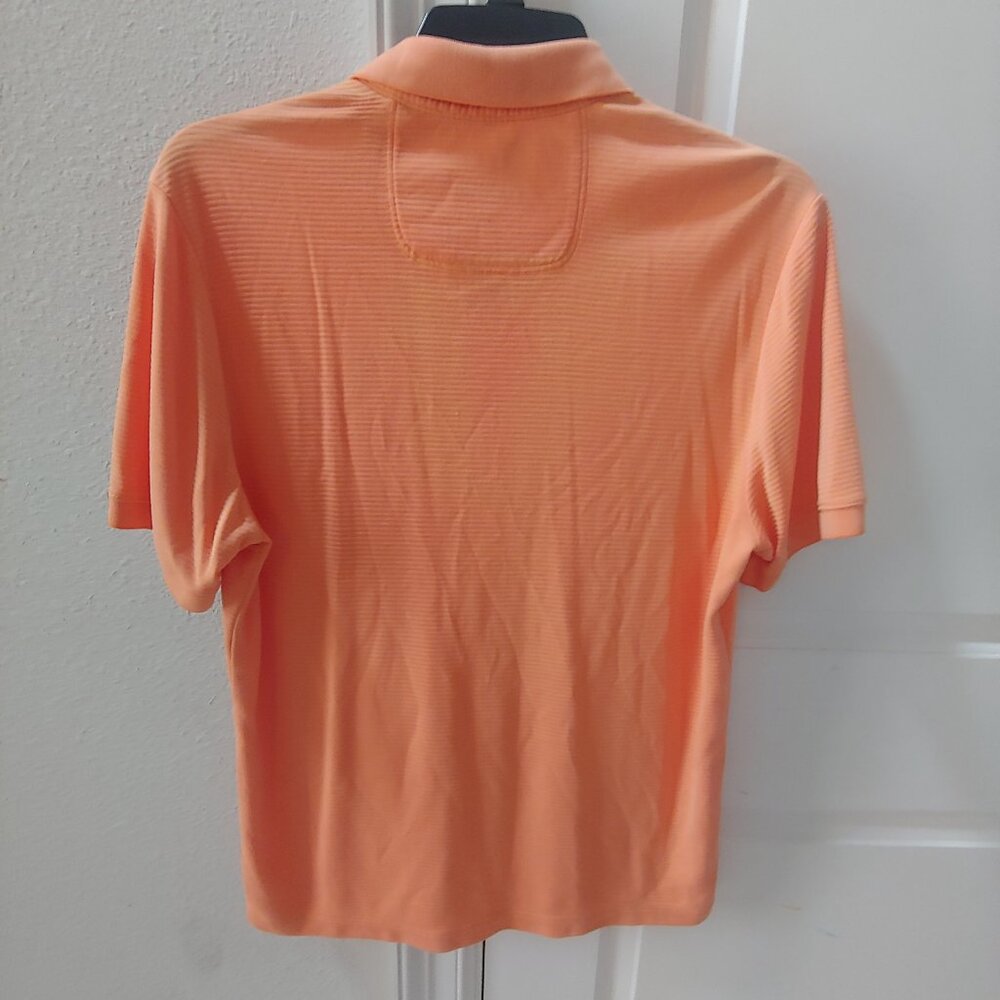 Tommy Bahama Polo Shirt Mens Medium Orange Striped Island Zone Short Sleeve Logo - Picture 2 of 3